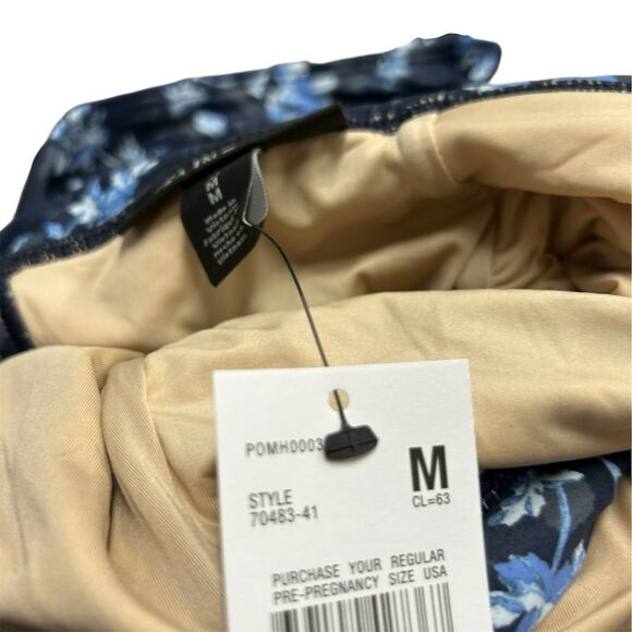 A Pea in the Pod Maternity Blue Floral Ruffle One Piece Swimsuit M - Picture 2 of 4